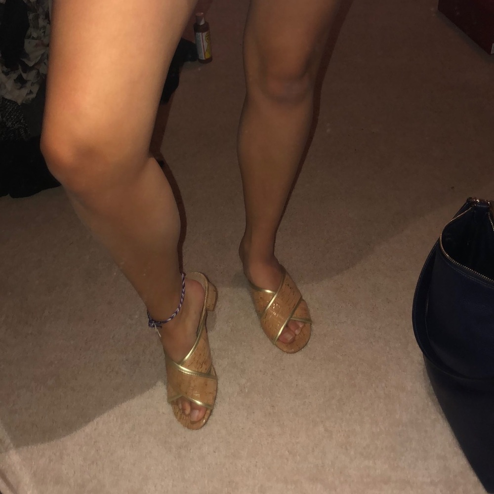 Silver & tan sandals ( never worn )